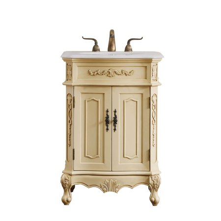 ELEGANT DECOR 24 In. Single Bathroom Vanity Set In Light Antique Beige VF10124LT